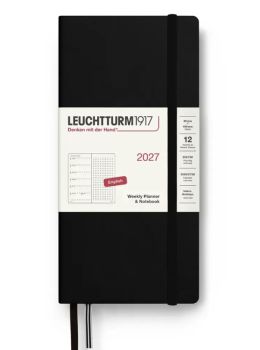 Тефтер B6+ x A6 Leuchtturm1917 Weekly Planner & Notebook Dotted Wallet 2027, Black