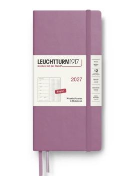 Тефтер B6+ x A6 Leuchtturm1917 Weekly Planner & Notebook Dotted Wallet 2027, Dusty Rose