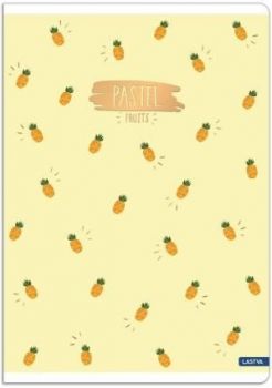 Тетрадка LASTVA Pastel fruits,A5, 52 л, офсет 80 г, редове, корица 300 г, мат ламинат, златен релеф