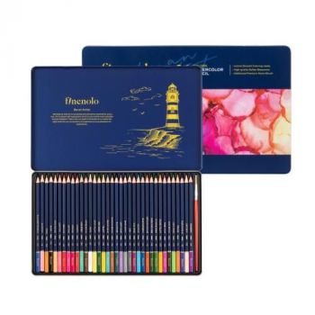 Акварелни цветни моливи Deli Finenolo EC129-36, 36 цвята + четка, в метална кутия