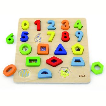 Дървен пъзел с цифри и форми от Viga Toys