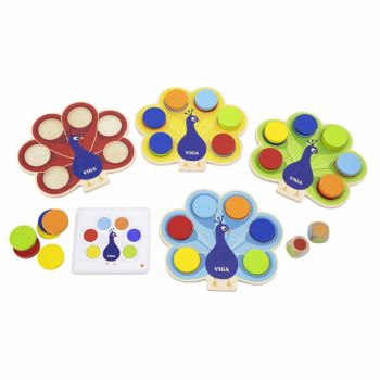 Дървена образователна игра с цветове - Паун от VIGA Toys