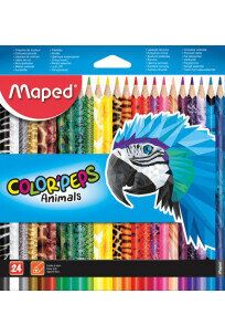 Цветни моливи Maped Color Peps Animals - 24 цвята