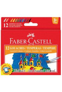 Темперни бои Faber-Castell - 12 цвята в бурканчета от 15 мл