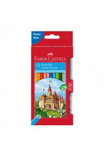 Цветни моливи Замък 12 цвята с включен чернографитен молив Grip 2001 - Faber-Castell