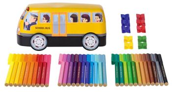 Faber-Castell Connector - Комплект флумастери - Автобус 33 цвята + 10 клипса