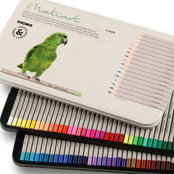 Моливи Primo Matiart 72 цвята - шестоъгълни, ф3 мм графит, в метална кутия