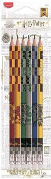 Комплект графитни моливи с гумичка Хари Потър Maped - Harry Potter 6 броя